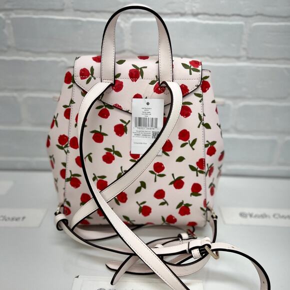Kate Spade Lizzie Medium Festive Rosette Leather Flap Backpack Rose Print main image 7